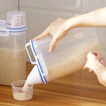 Premium Rice and Grains Storage Canister with Measuring Cup - Moisture, Insect, and Dust Proof for Your Kitchen!