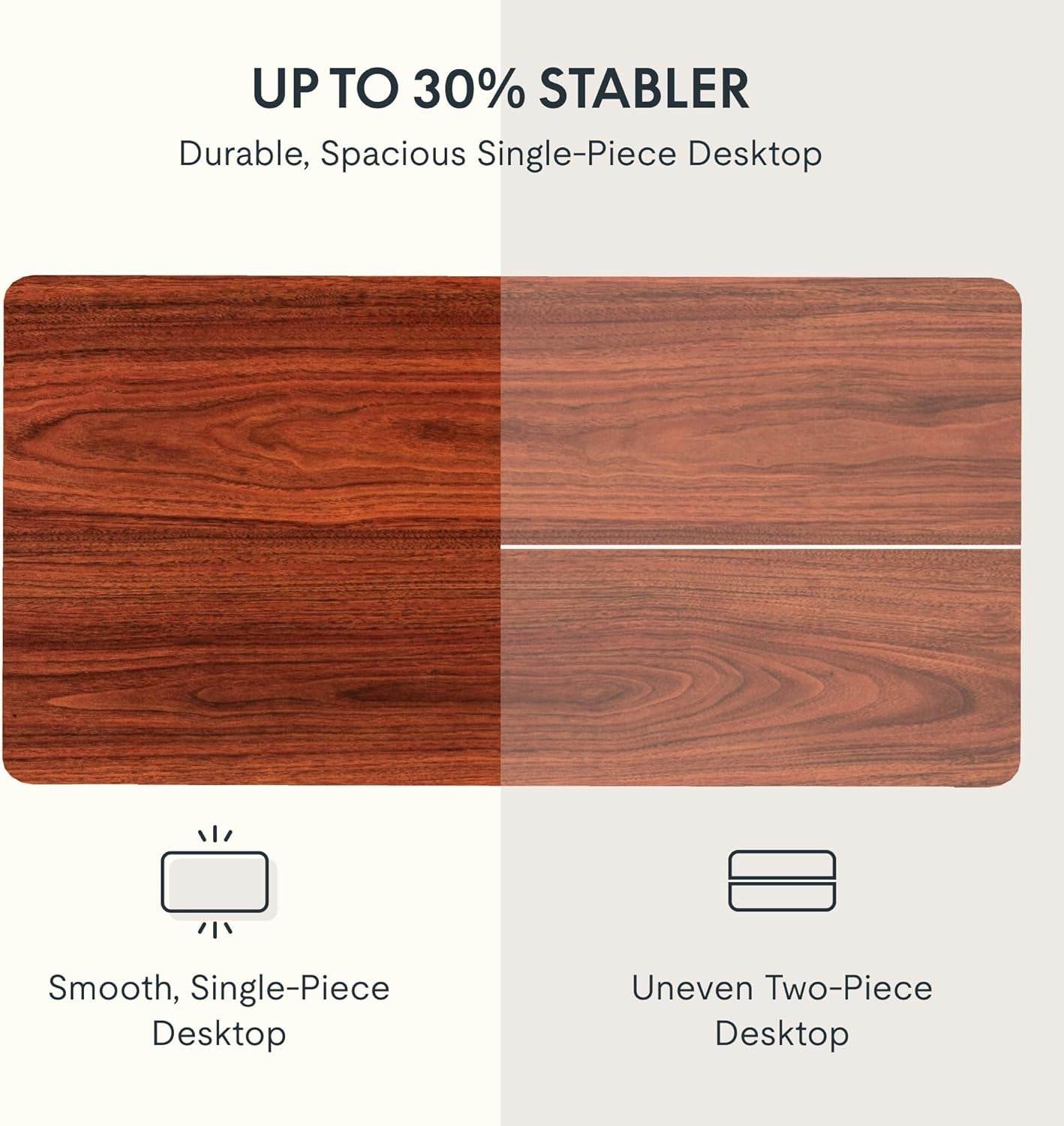 EN2 Height Adjustable Electric Standing Desk - 48"x30" with Clamp Power Strip & Cable Management (Gray Frame + Mahogany Top)