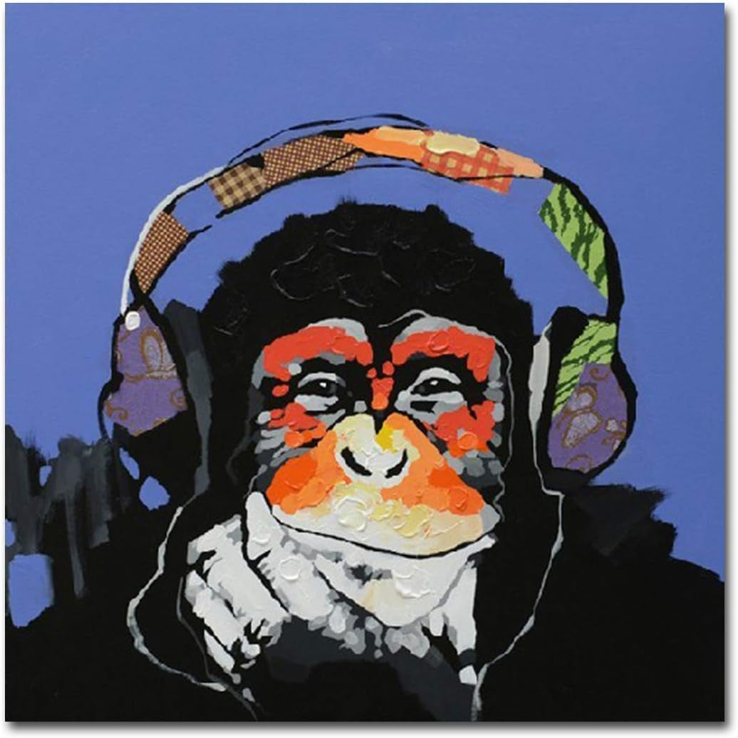 Whimsical Monkey Art - Hand-Painted Oil Painting on Canvas for Kids Room Decor - Ready to Hang (16x16 in)