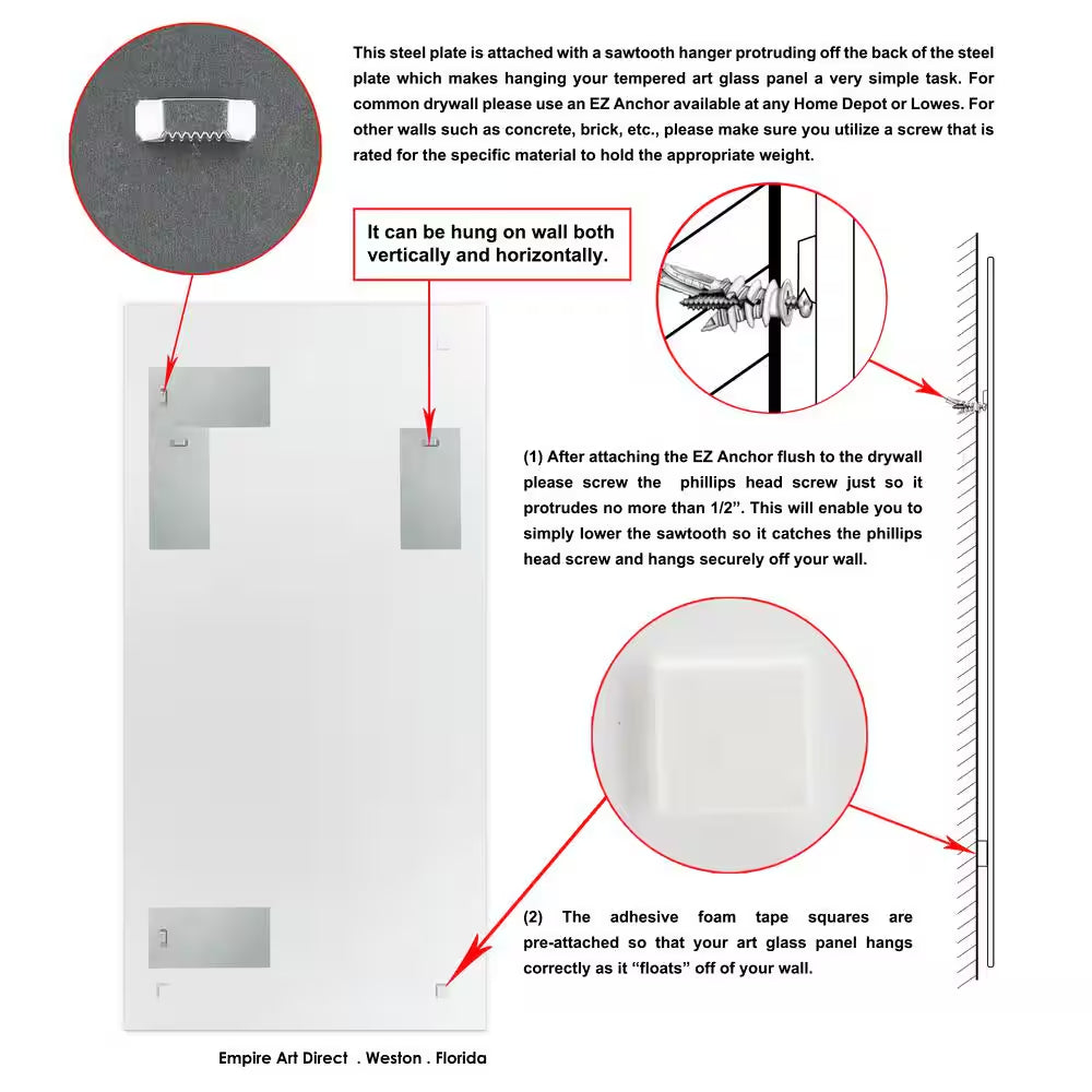 "Blue Splash" Frameless Free Floating Tempered Art Glass by EAD Art Coop Wall Art