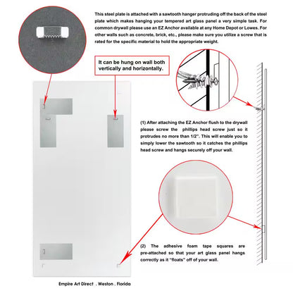 "Blue Splash" Frameless Free Floating Tempered Art Glass by EAD Art Coop Wall Art