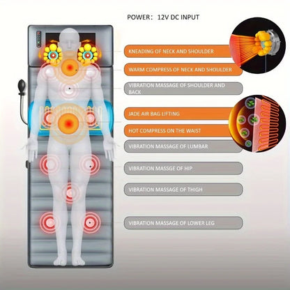 Whole Body Vibrating Massage Mat with Heat Therapy, 10 Vibrating Motors for Neck, Back & Leg Massage, 110V US Plug Powered Unsce