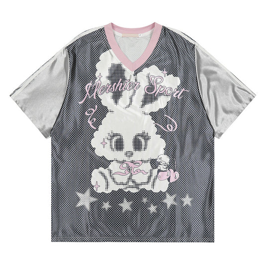 Short Sleeve T-Shirt Unisex Loose Casual Street Sports V-Neck