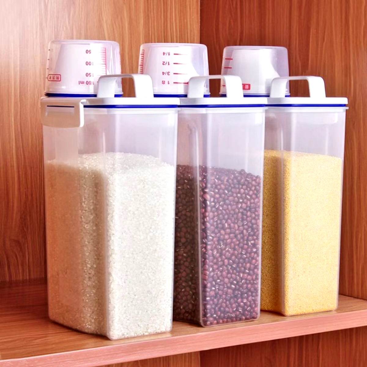 Premium Rice and Grains Storage Canister with Measuring Cup - Moisture, Insect, and Dust Proof for Your Kitchen!