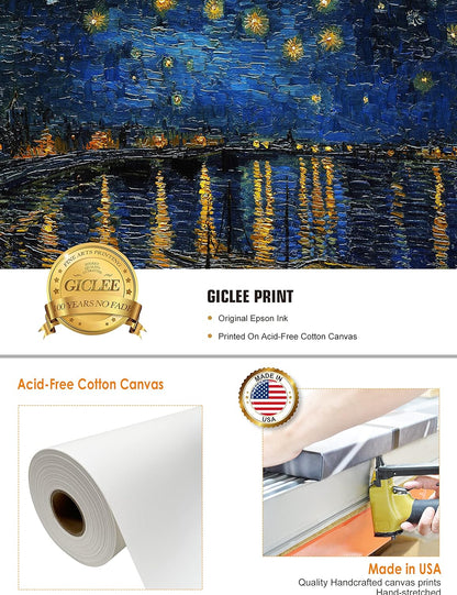 Starry Night Over the Rhone by Van Gogh - Premium Giclee Canvas Print for Stunning Wall Decor (30x24x1.5 inches)