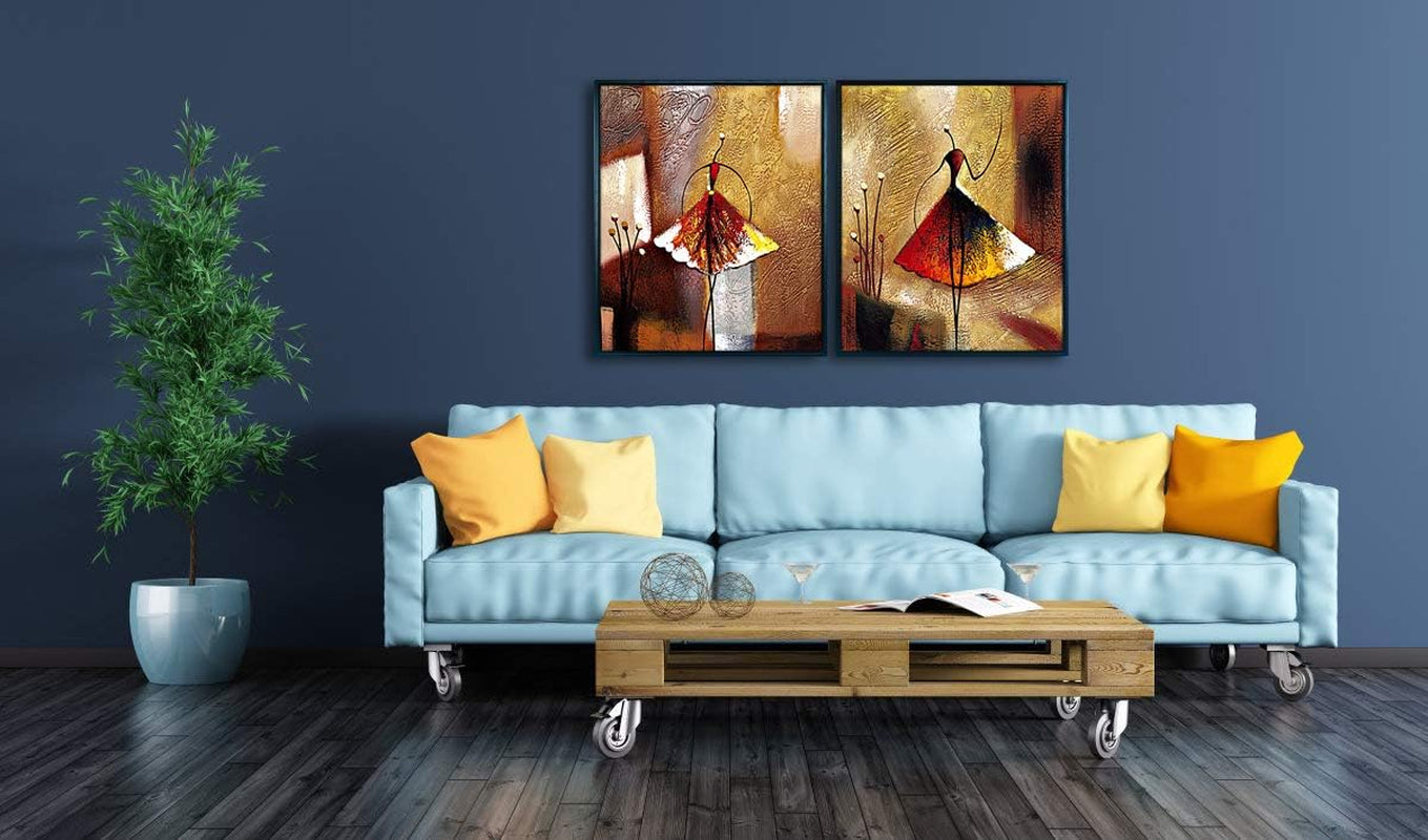 Stunning Hand-Painted Ballet Dancers Canvas Art in Elegant Black Frame – Perfect for Home Decor