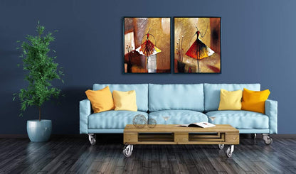 Stunning Hand-Painted Ballet Dancers Canvas Art in Elegant Black Frame – Perfect for Home Decor