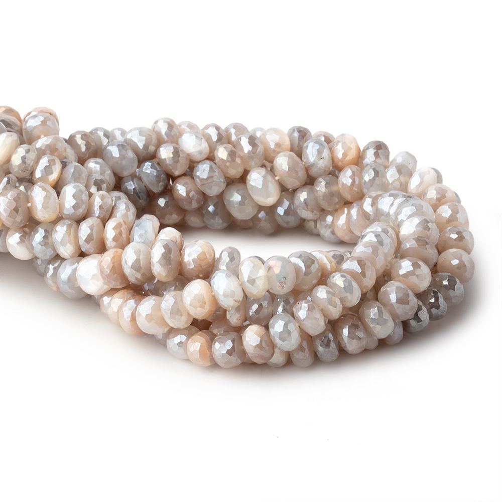 8mm Mystic Multi Color Moonstone faceted rondelles 14 inch 58 pieces