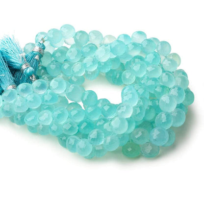 8mm Seafoam Blue Chalcedony faceted candy kiss beads 50 pieces