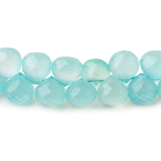 8mm Seafoam Blue Chalcedony faceted candy kiss beads 50 pieces