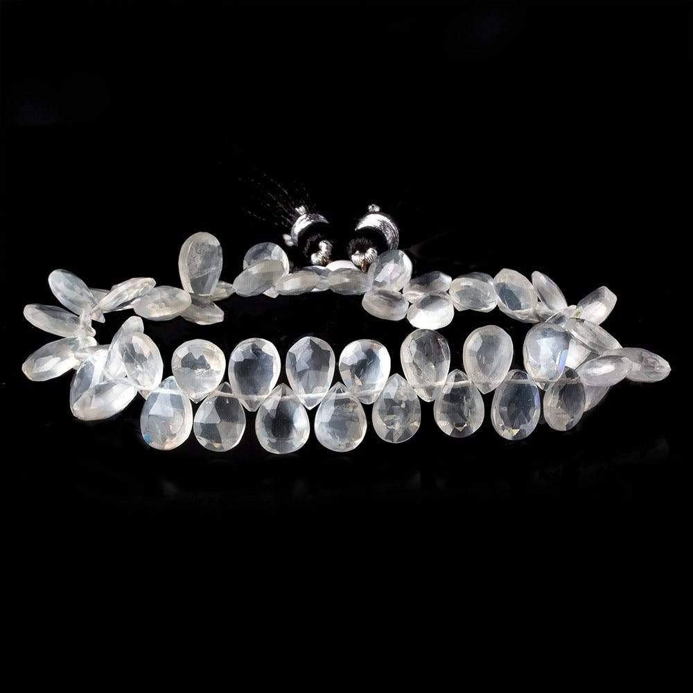 8x6-11x7mm Ceylon Moonstone faceted pears 8 inch 54 beads AAA