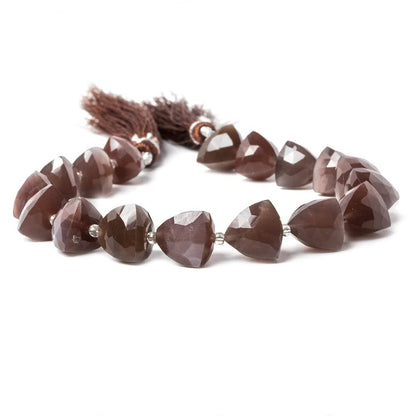 10mm Chocolate Moonstone faceted trillion beads 8 inch 18 pieces