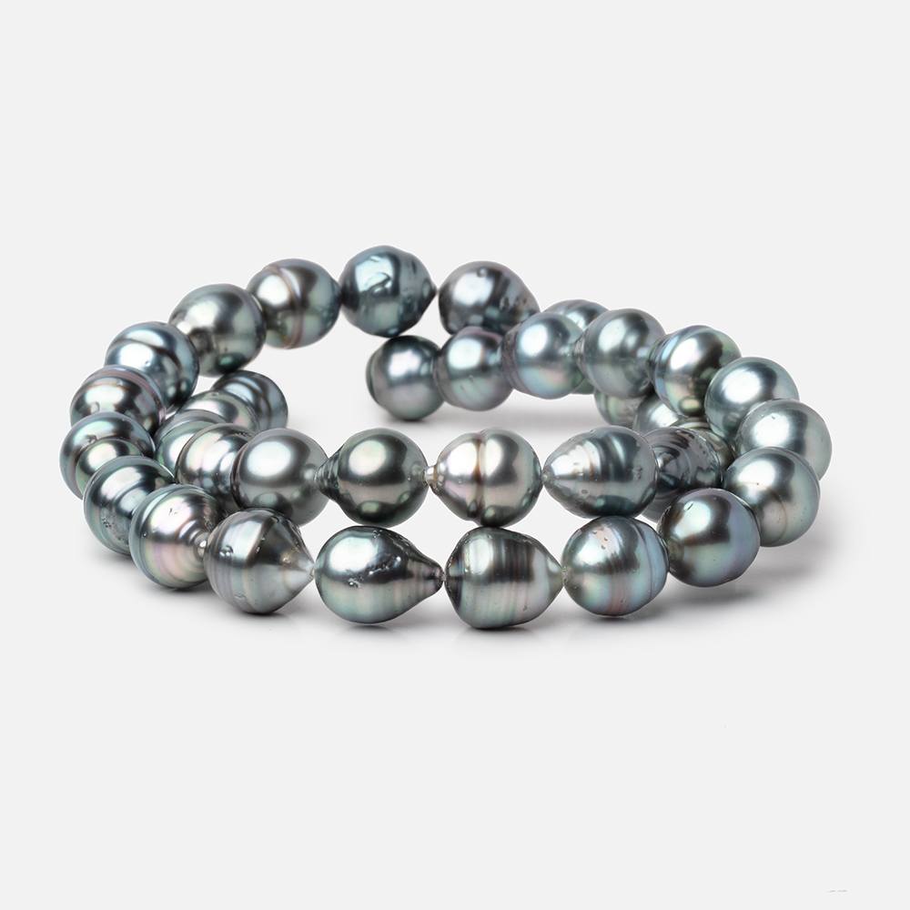 9-10mm Silver Tahitian Saltwater Pearl Beads 16 inch 37 pieces A