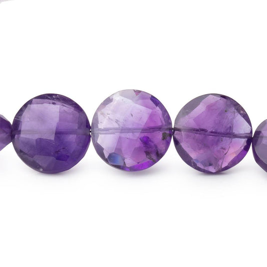 9-13mm Amethyst Faceted Coin Beads 16 inch 36 pieces