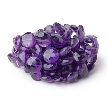 9-13mm Amethyst Faceted Coin Beads 16 inch 36 pieces