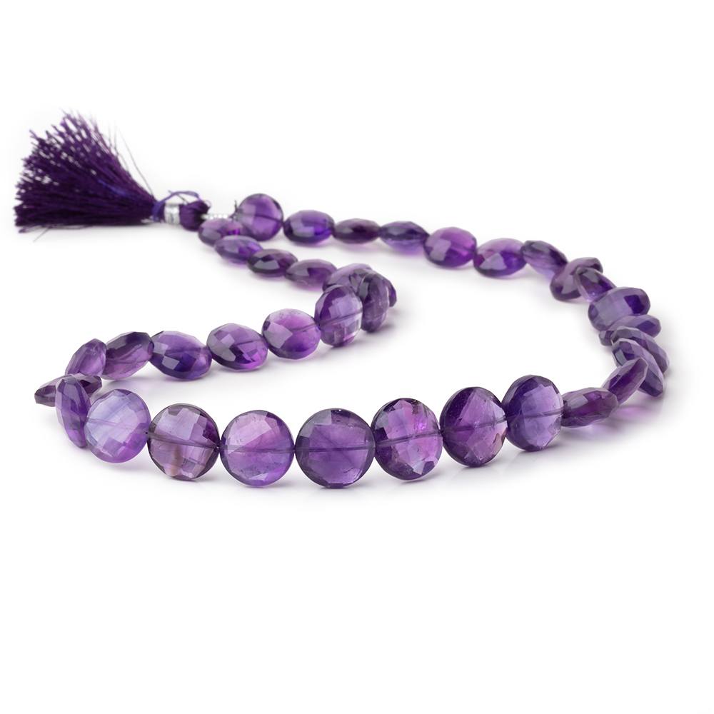 9-13mm Amethyst Faceted Coin Beads 16 inch 36 pieces