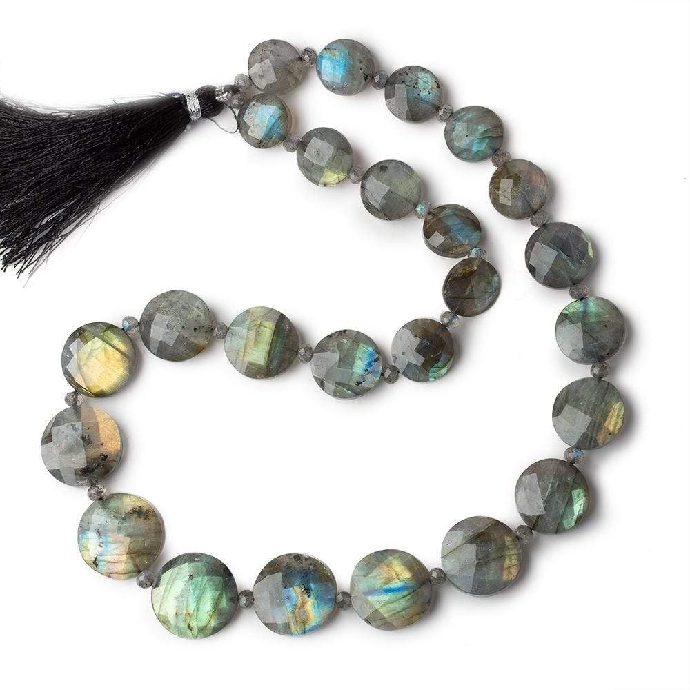 10-17mm Labradorite Faceted Coin Beads 16 inches 25 pieces AA
