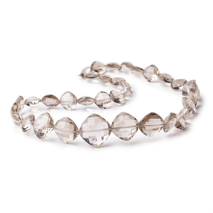 9-17mm Light Smoky Quartz Faceted Pillow Beads 16 inch 35 pieces AAA