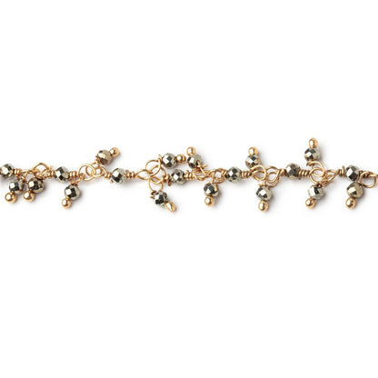 1.75mm Pyrite Micro Faceted Round Gold plated Dangling Chain