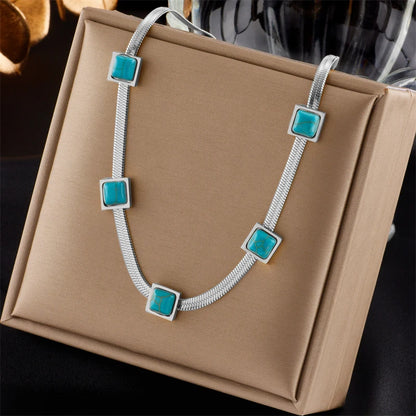 316L Stainless Steel Gold Color Crystal Necklace for Women Punk Street Trend Snake Chain Choker Girls Jewelry Gifts