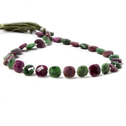 9.5-10.5mm Ruby in Zoisite faceted pillow beads 13.5 inch 29 pieces