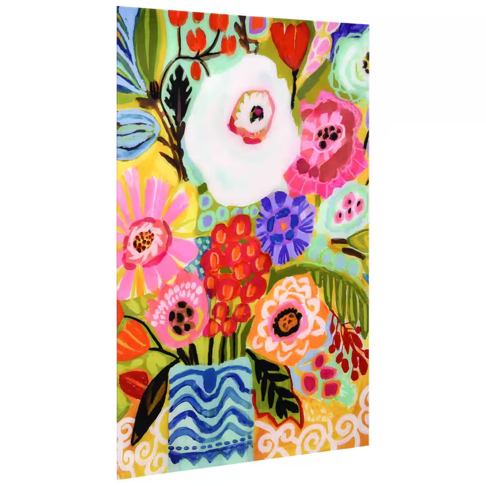 "Fresh Flowers in Vase II" by EAD Art Coop Frameless Free-Floating Tempered Art Glass Wall Art