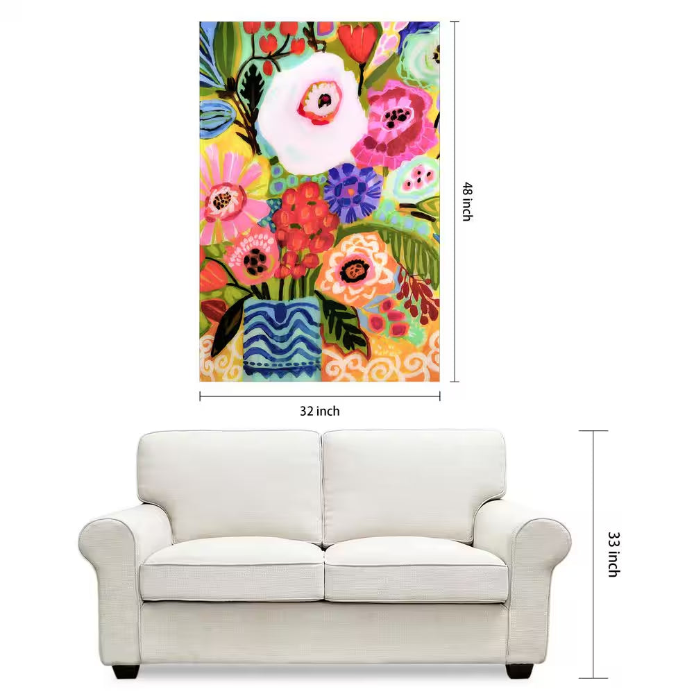 "Fresh Flowers in Vase II" by EAD Art Coop Frameless Free-Floating Tempered Art Glass Wall Art