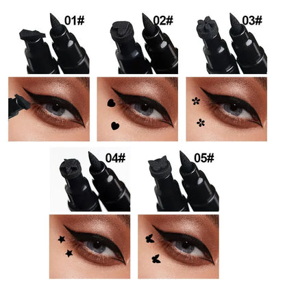 Black Seal Eyeliner Pen Double-Ended Star Stamp Long-Lasting Waterproof Eye Liner Pencil Winged Stamp Eyes Makeup Cosmetics