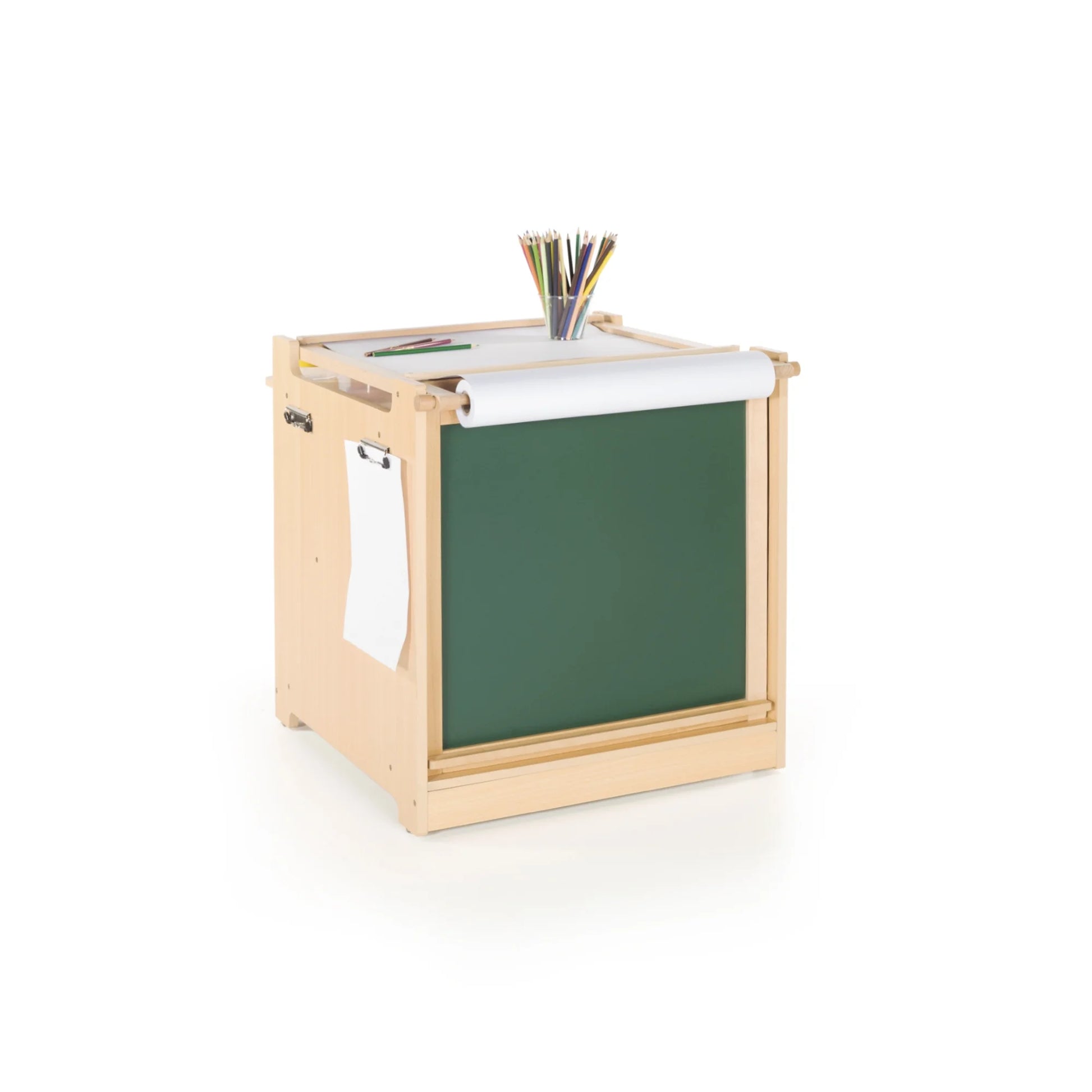 Kids Desk to Easel Art Cart - Natural: Wooden Toddler Art Activity Center with Chalkboard and Art Easel for Kids