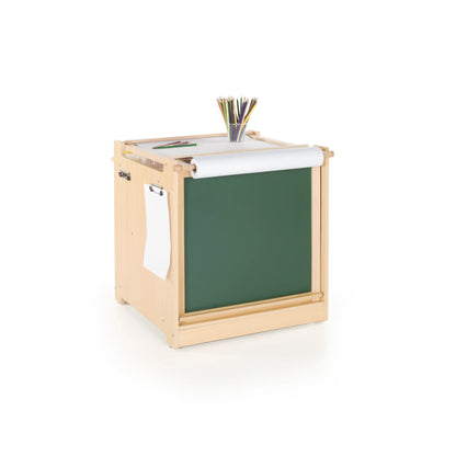 Kids Desk to Easel Art Cart - Natural: Wooden Toddler Art Activity Center with Chalkboard and Art Easel for Kids