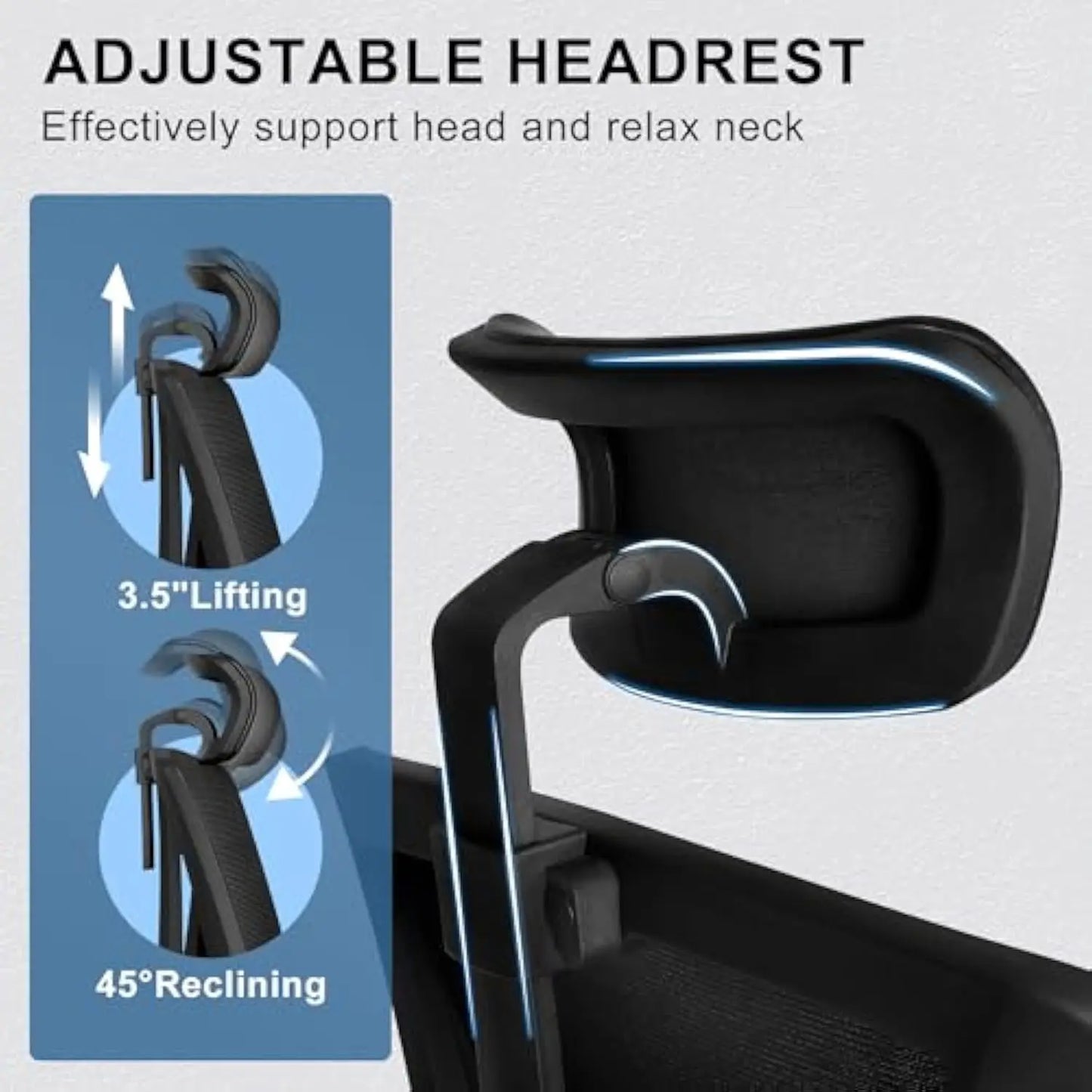 Ergonomic Office Chair with Footrest, Ergonomic Desk Chair with Adjustable 2D Lumbar Support, High Back Computer Chair with Ad