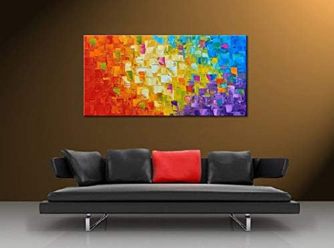 Stunning Hand-Painted Abstract Oil Painting on Canvas - Framed Wall Art, 40x20 Inches, Ready to Hang