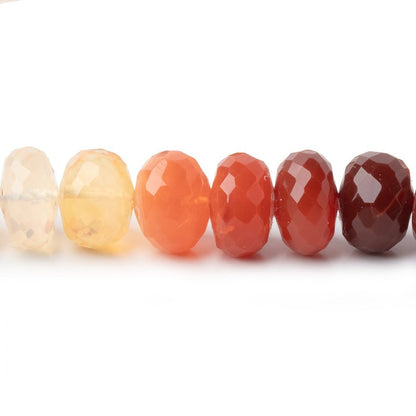9mm Mexican Fire Opal Faceted Rondelle Beads 16 inch 64 pieces