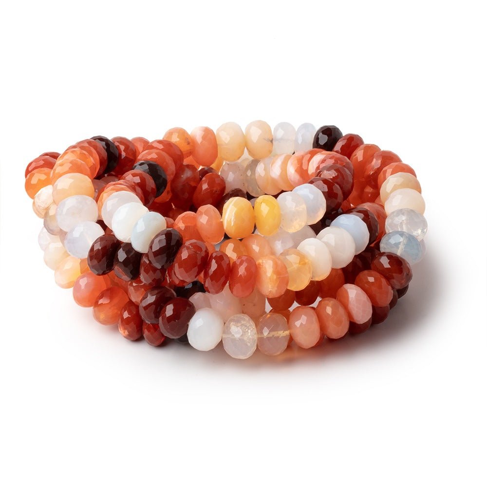 9mm Mexican Fire Opal Faceted Rondelle Beads 16 inch 64 pieces