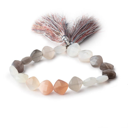 9mm Multi Color Moonstone Faceted Pillow Beads 8 inch 18 pieces AA