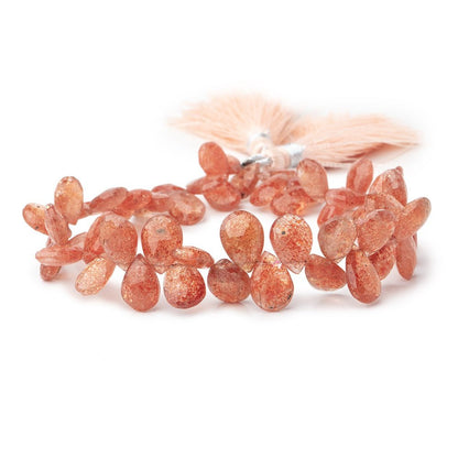 9x5-13x9mm Sunstone faceted pear beads 8 inches 50 pieces AAA