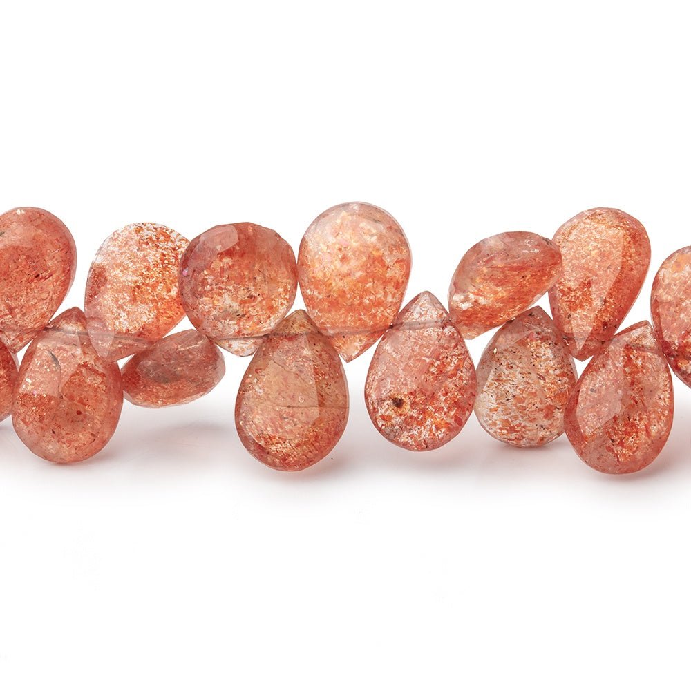9x5-13x9mm Sunstone faceted pear beads 8 inches 50 pieces AAA