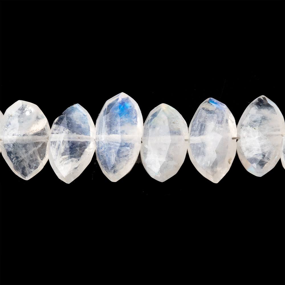 9x6-11x7mm Rainbow Moonstone Faceted Marquise 8 inch 28 Beads