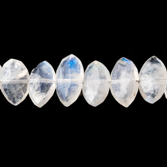 9x6-11x7mm Rainbow Moonstone Faceted Marquise 8 inch 28 Beads