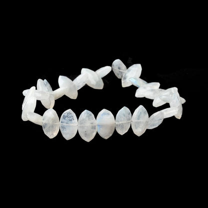 9x6-11x7mm Rainbow Moonstone Faceted Marquise 8 inch 28 Beads