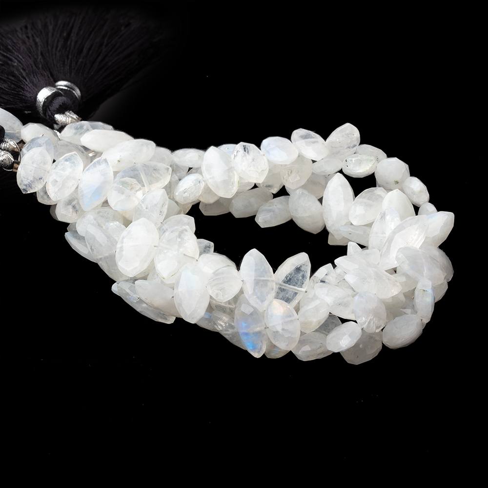 9x6-11x7mm Rainbow Moonstone Faceted Marquise 8 inch 28 Beads