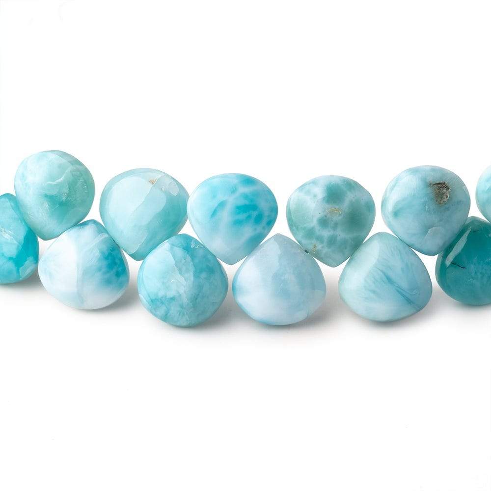 10mm Larimar Plain Heart Beads 7.5 inch 35 pieces
