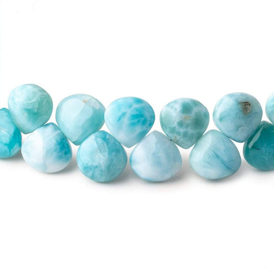 10mm Larimar Plain Heart Beads 7.5 inch 35 pieces