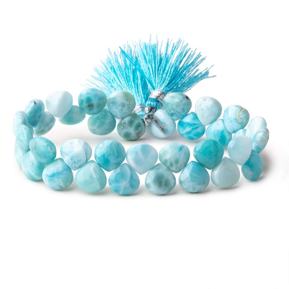 10mm Larimar Plain Heart Beads 7.5 inch 35 pieces