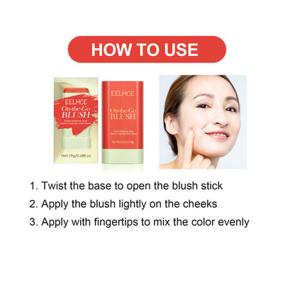 Blush Stick Lightweight Natural Nude Makeup Brightening And Contorting Three-Dimensional Highlight Delicate Waterproof Multi-Functional Blush Stick