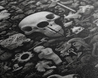 Collection of Trinkets Wall Art, Weird Wall Art, Black And White, Minimalist Print, Wall Decor, Canvas Print, Wall Art, Framed Canvas