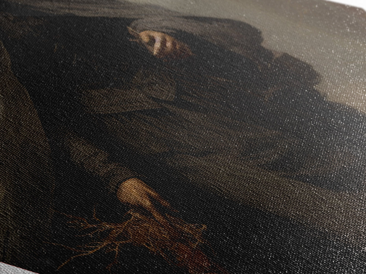 "Witch in the Woods" Canvas Embossed Print of Gothic Forest Sorceress, Diamond Shaped Art for Dark Academia Halloween or Victorian Occult Decor