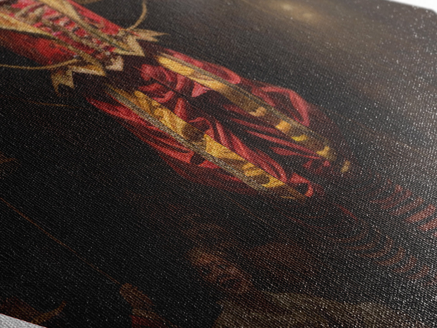 "The Hollow Ringleader" Diamond Shaped Art of Marionette Clown Canvas Embossed Print, Gothic Halloween Carnival Decor in Dark Circus Style