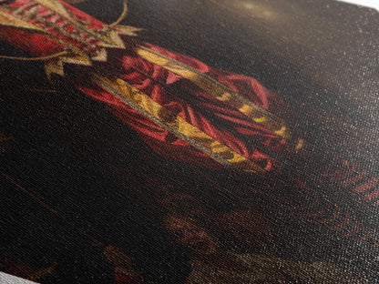 "The Hollow Ringleader" Diamond Shaped Art of Marionette Clown Canvas Embossed Print, Gothic Halloween Carnival Decor in Dark Circus Style