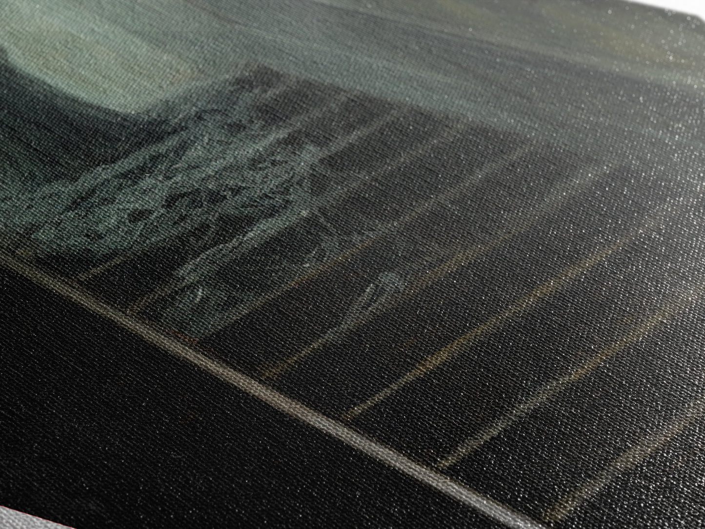 "The Waiting Cold" Haunted Stairwell Ghost Canvas Embossed Print, Diamond Shaped Art for Dark Academia Halloween or Gothic Paranormal Decor